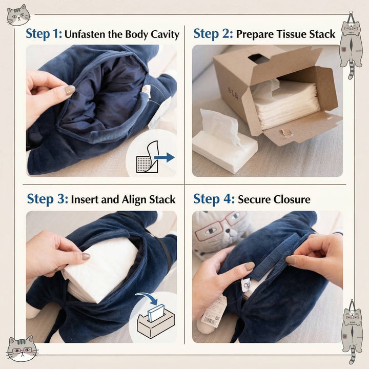Kusuguru Japan Cat Plush Tissue Box Cover