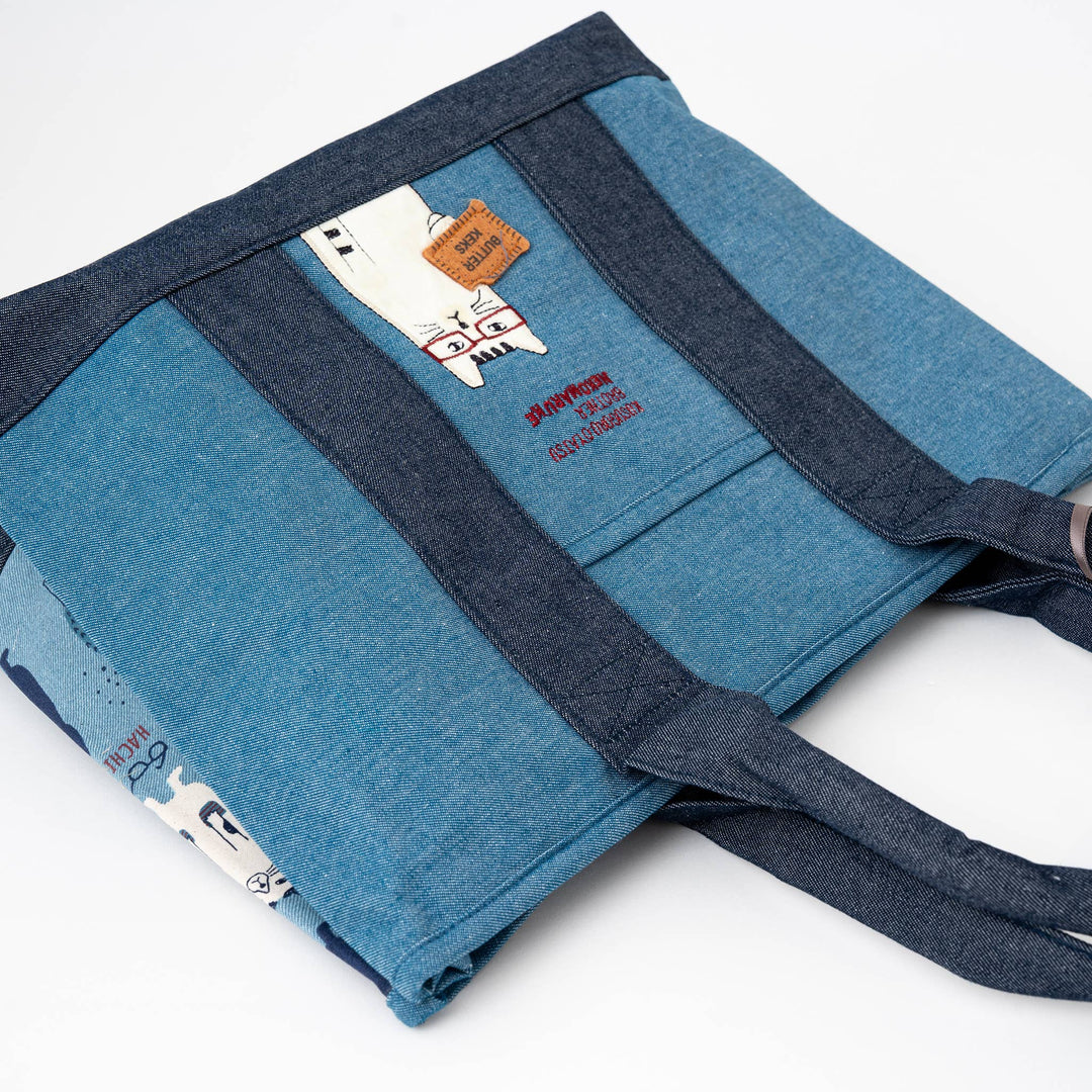 Kusuguru Japan Glasses Cat Multi-Compartment Tote