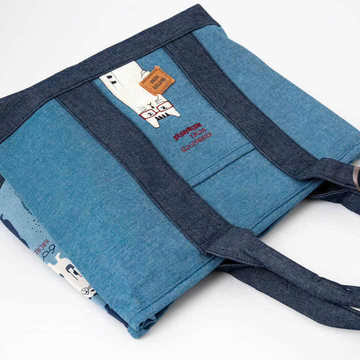 Kusuguru Japan Glasses Cat Multi-Compartment Tote
