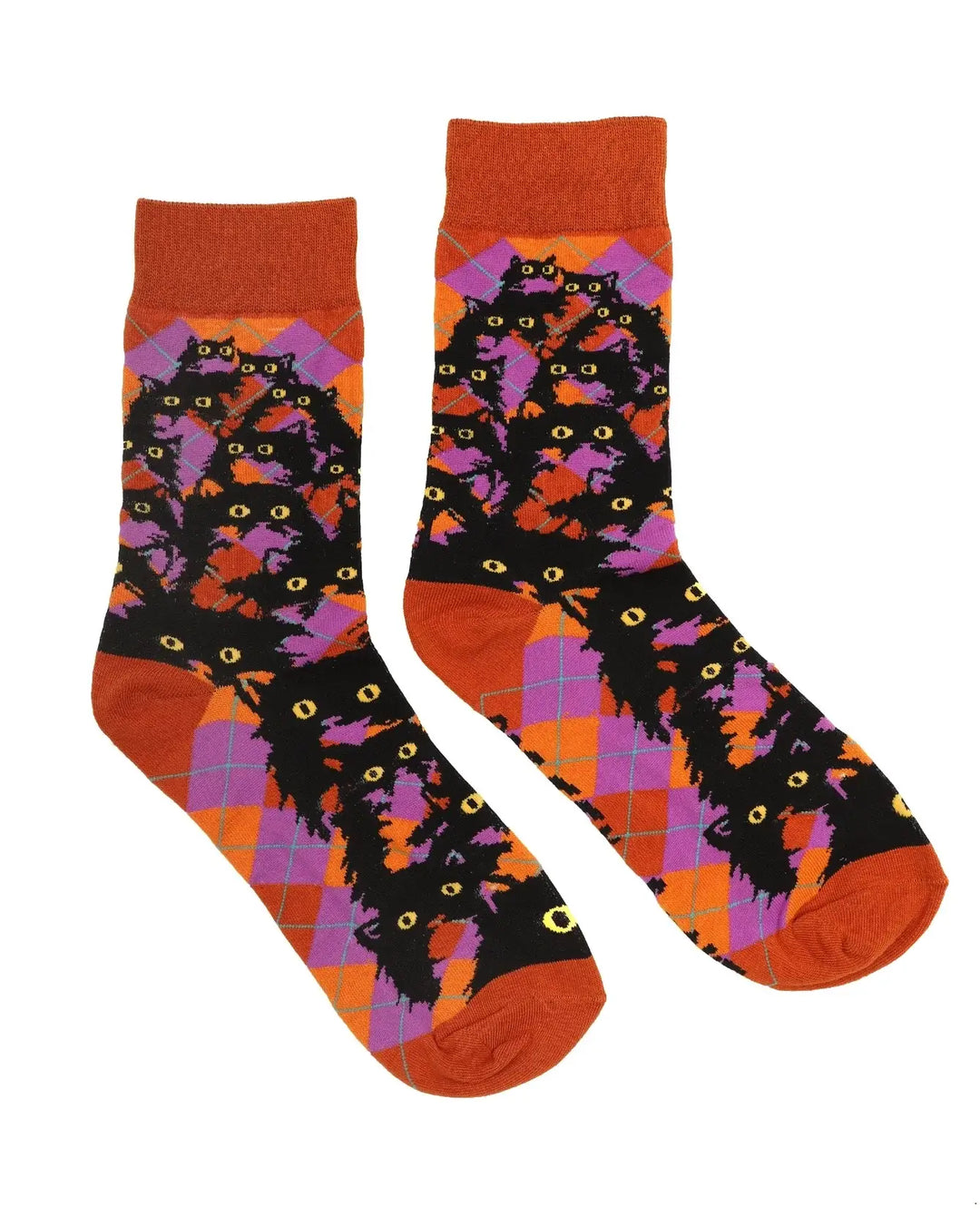 Burnt Sienna Argyle Kitty Socks