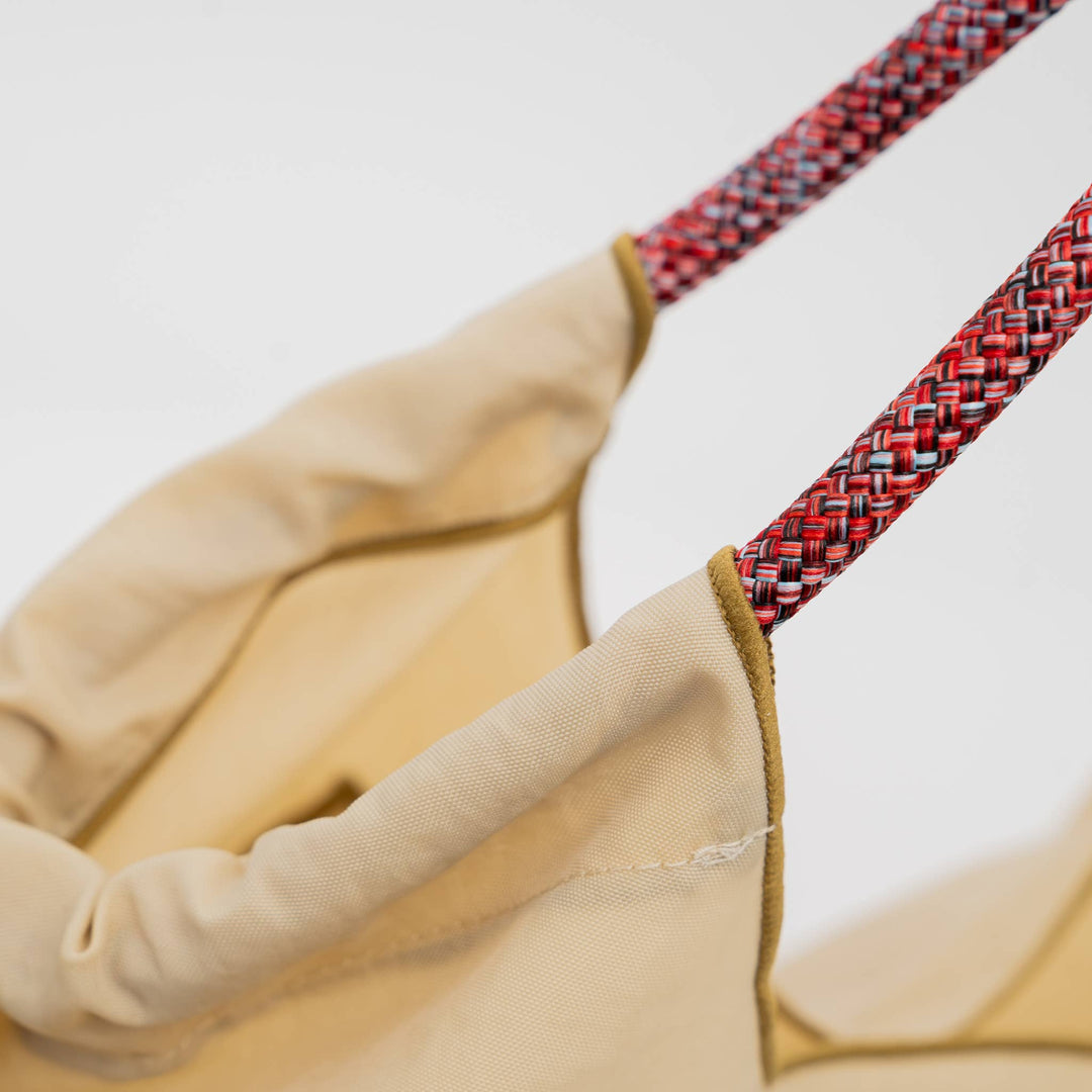 Kusuguru Embroidered Cat Nylon Shoulder Tote bag - Butter Yellow
