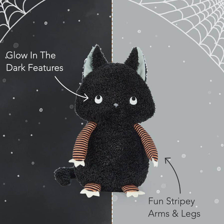 Limited Edition Boo Boo Kitty Cat stuffed animal with soft black fur, striped orange and black jersey arms and legs, glow in the dark ears and eyes