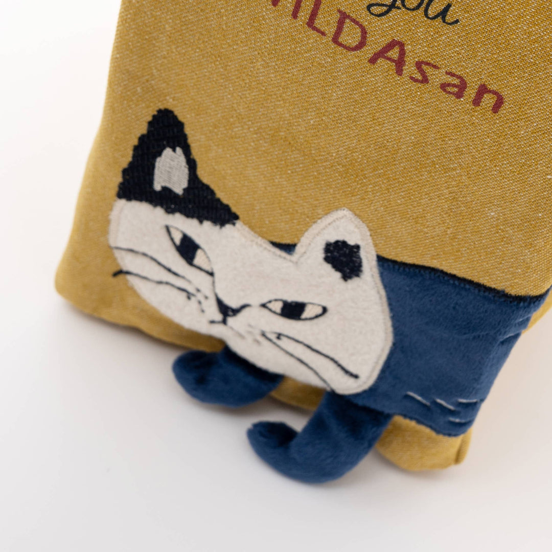 Kusuguru Japan Embroidered Cat Small Tote Bag - Yellow