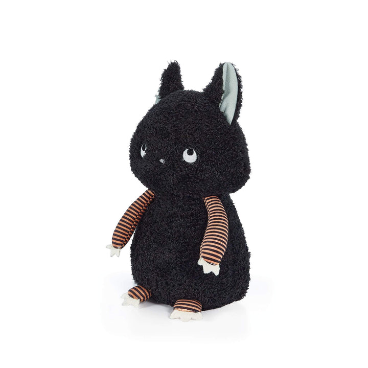 Limited Edition Boo Boo Kitty stuffed animal with black fur, orange and black striped fabric on arms and legs, and glow in the dark ears and eyes.