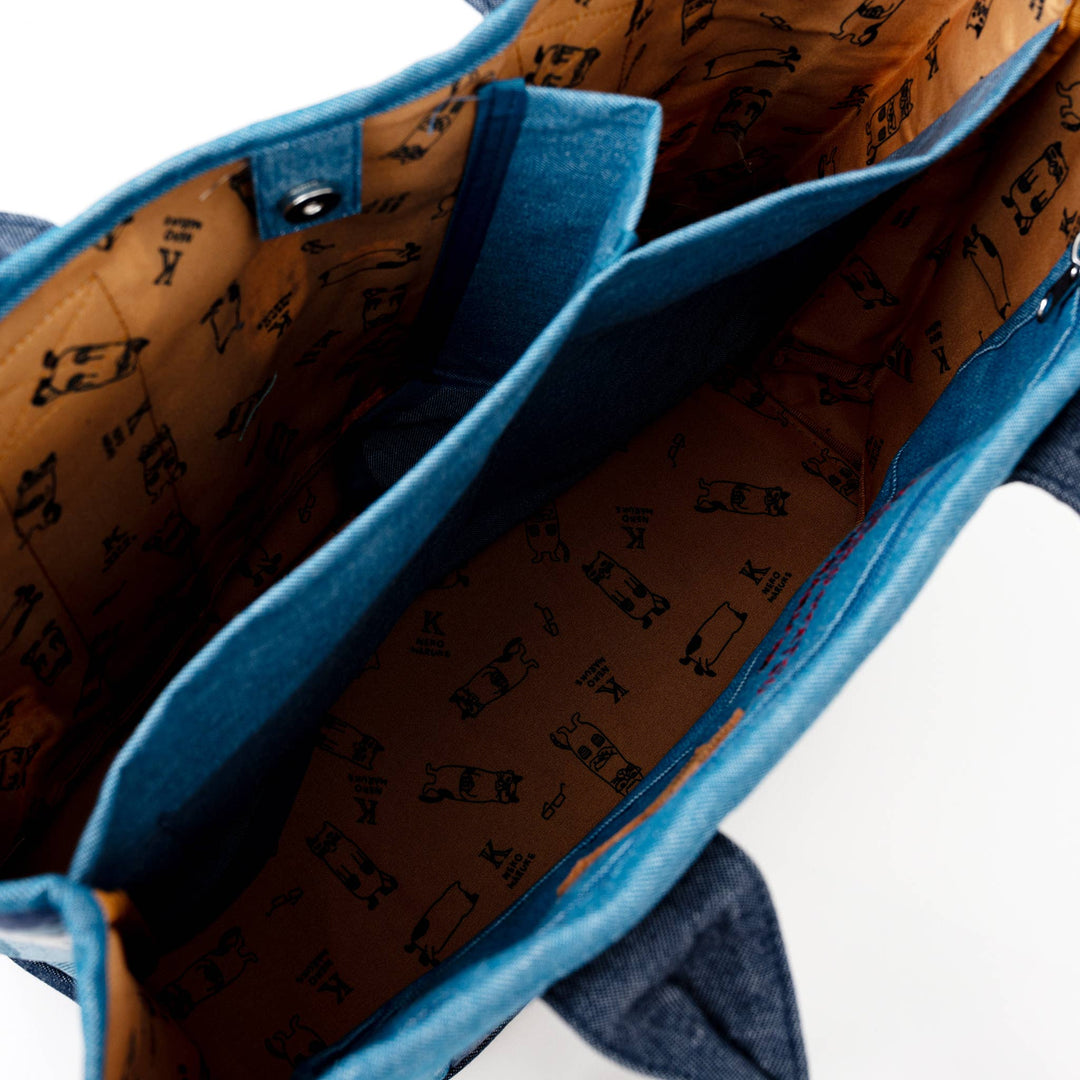 Kusuguru Japan Glasses Cat Multi-Compartment Tote