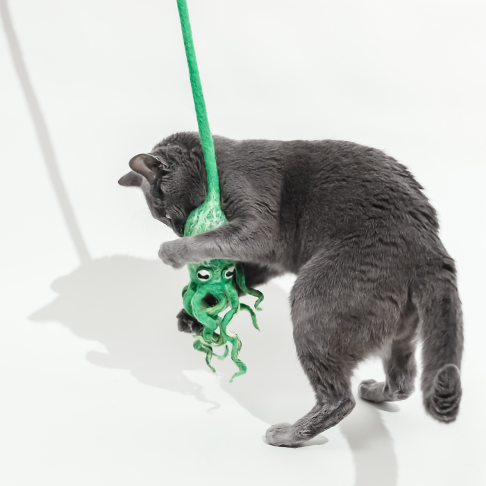 Wool Octopus Cat Toy with 4-Foot Tether