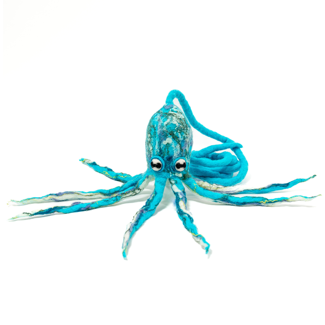 Wool Octopus Cat Toy with 4-Foot Tether