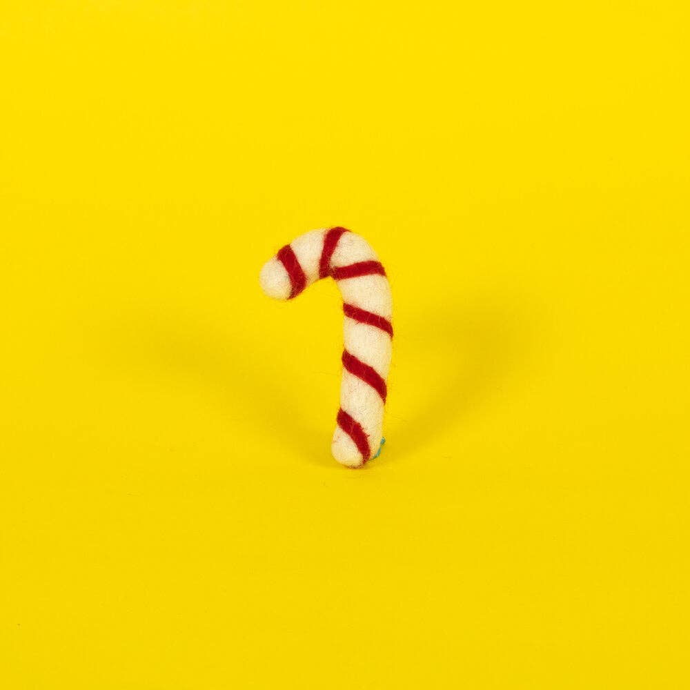 Felted Wool Candy Cane Cat Toy
