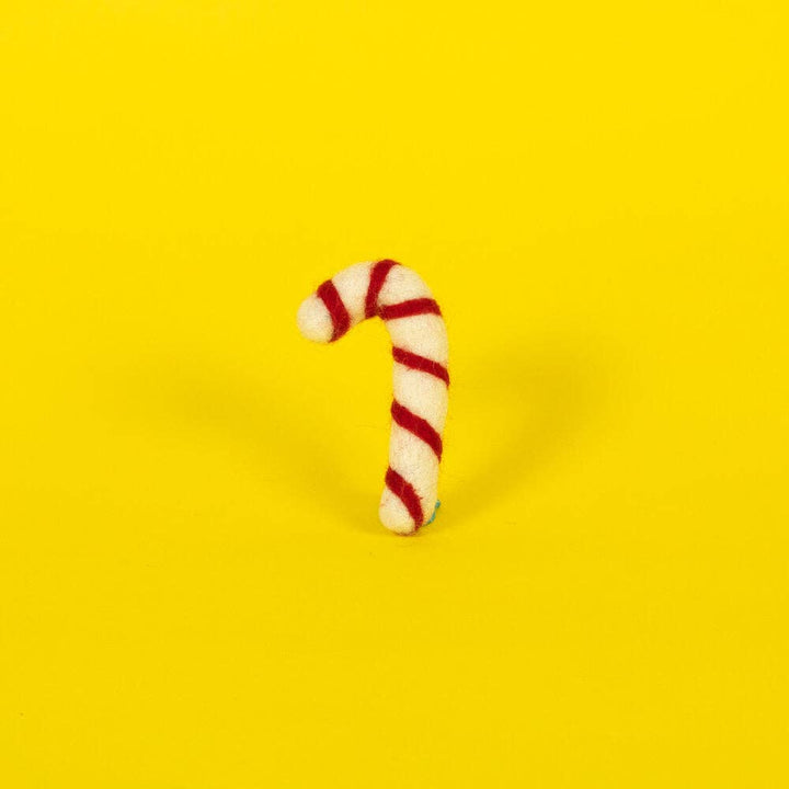 Felted Wool Candy Cane Cat Toy
