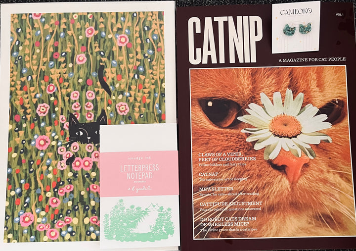 Cat Magazine ,Print , Notepad & Earring Bundle