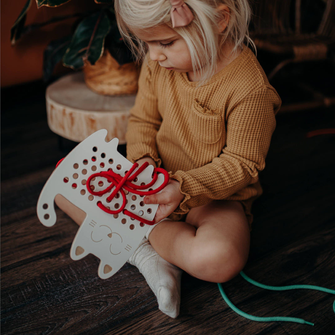 large wooden lacing toy