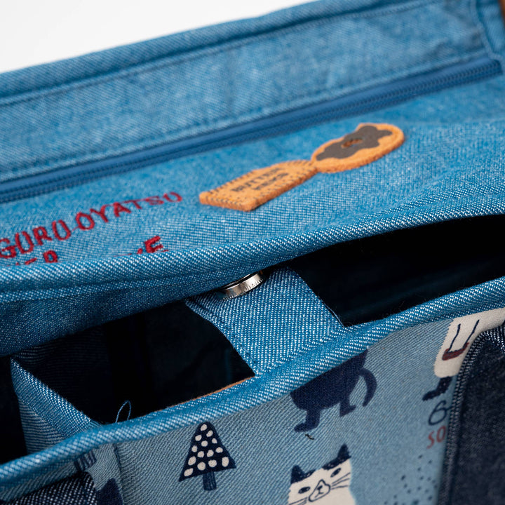 Kusuguru Japan Glasses Cat Multi-Compartment Tote