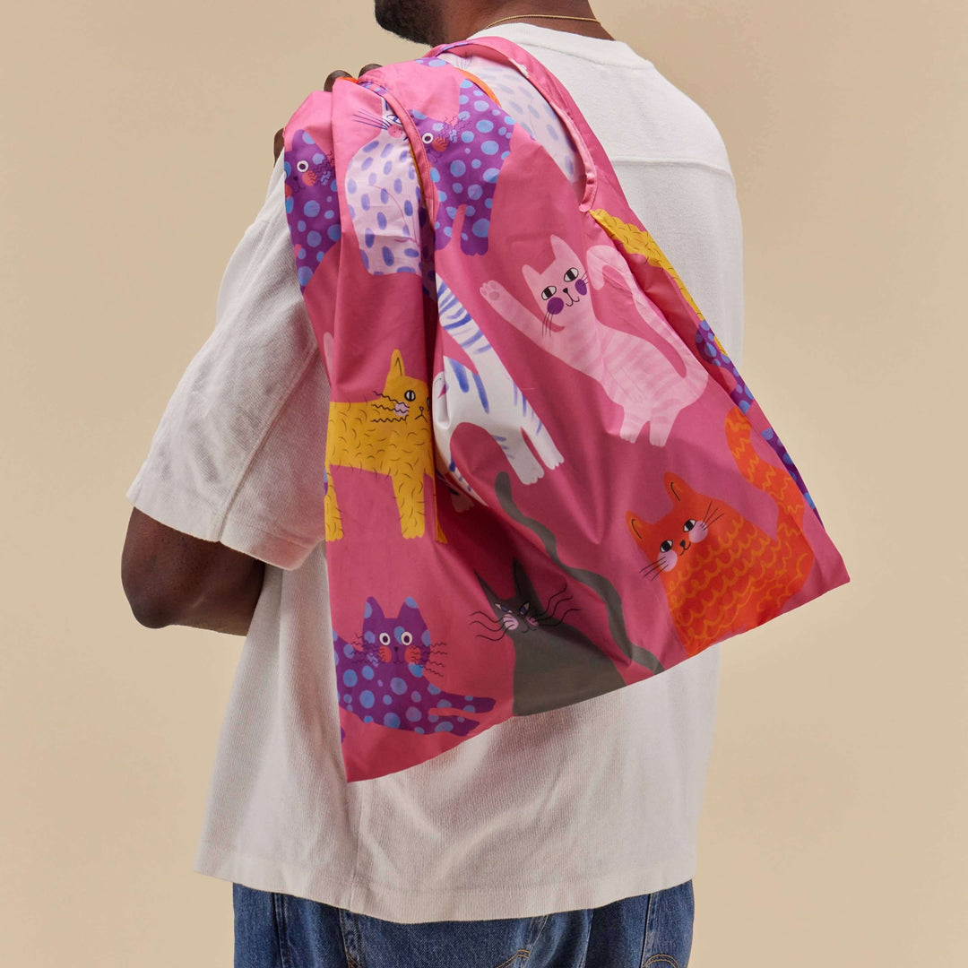 Fuchsia Arty Cats Eco-Friendly Reusable Bag
