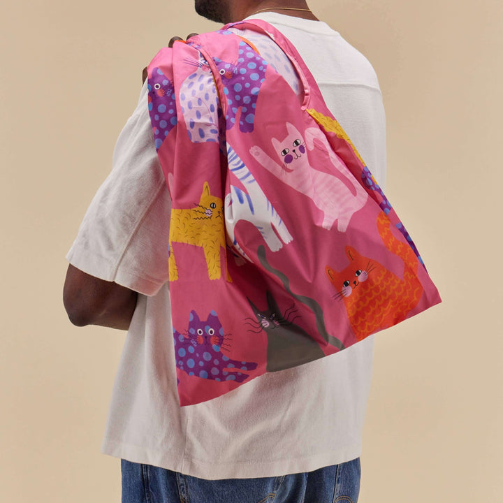 Fuchsia Arty Cats Eco-Friendly Reusable Bag