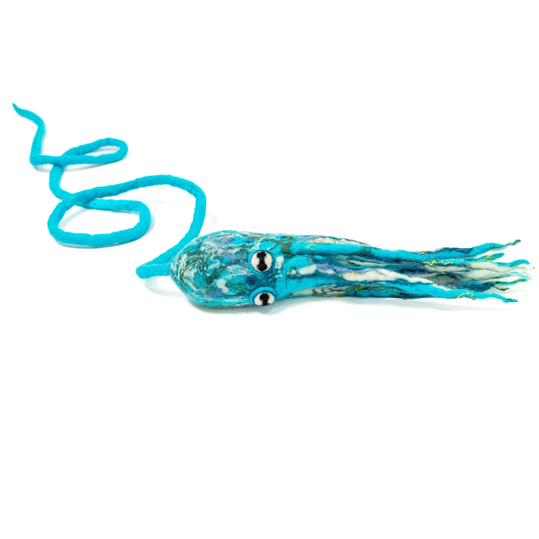 Wool Octopus Cat Toy with 4-Foot Tether