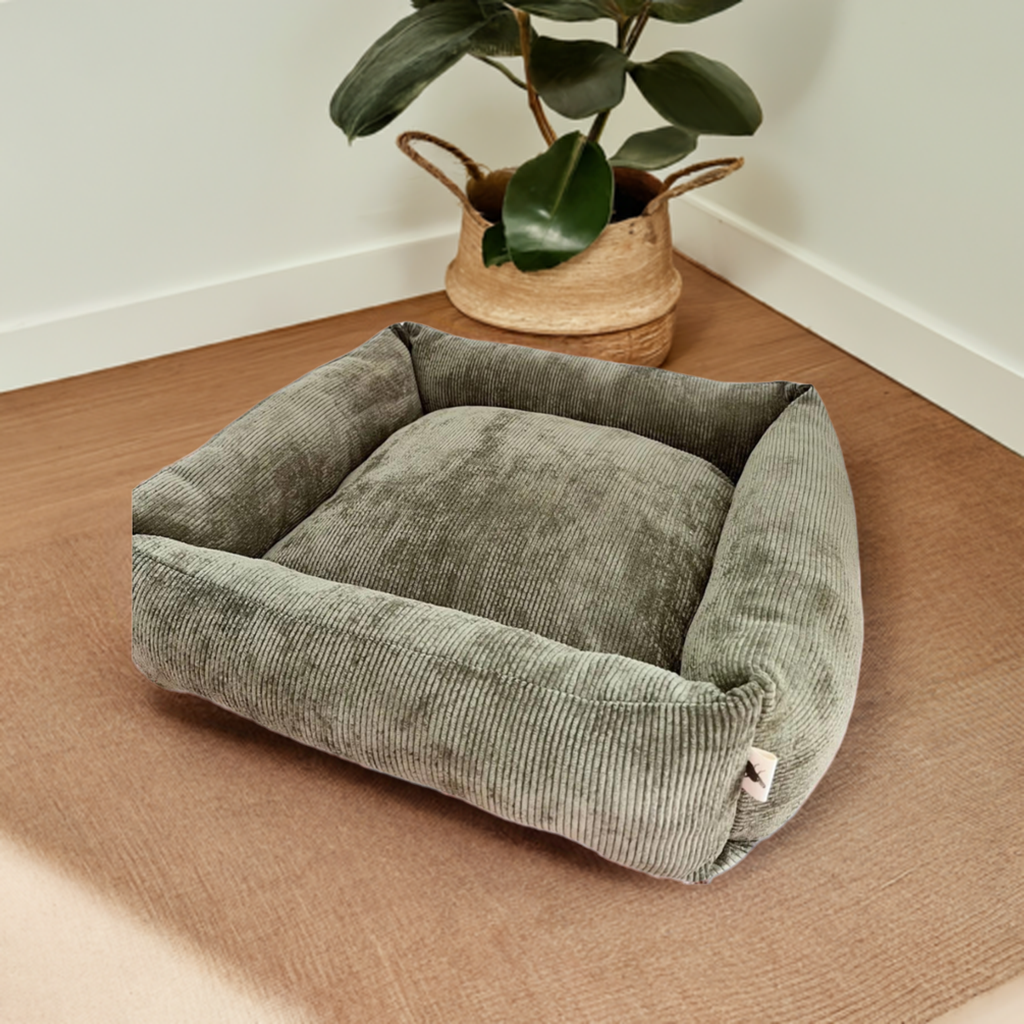 Handmade Corduroy pet bed - dark green