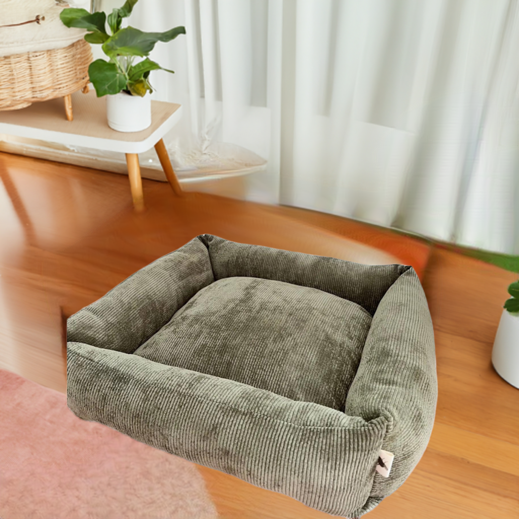 Handmade Corduroy pet bed - dark green