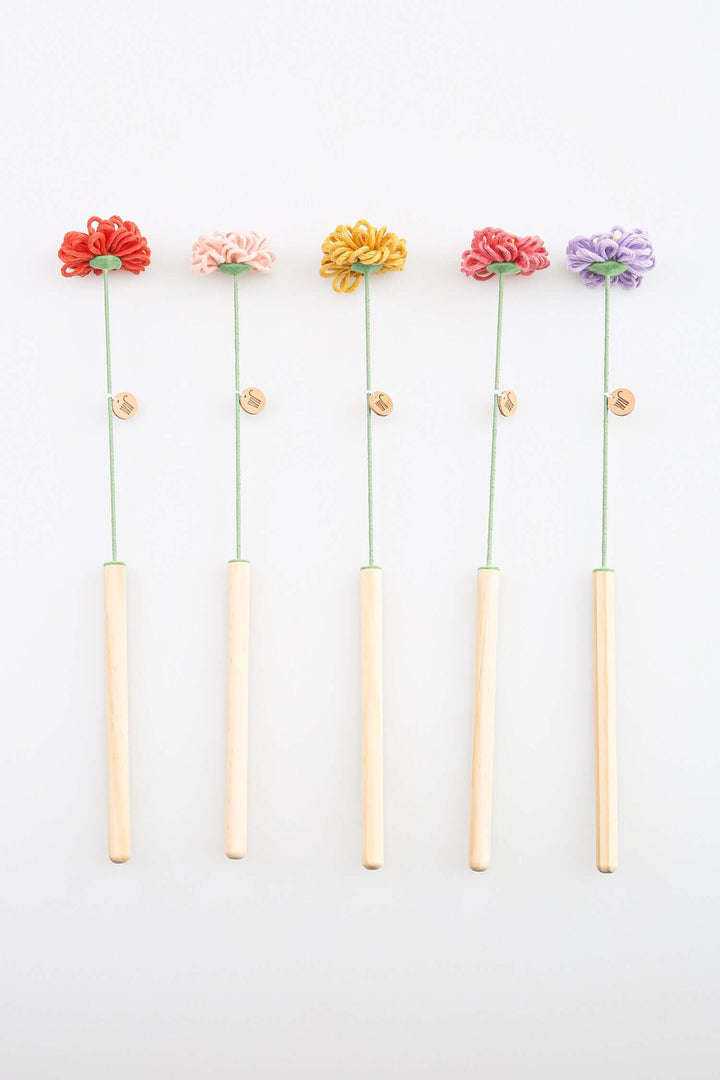 Colorful flower stem cat toys made of wool and pine, perfect modern and cute catnip toys for playful cats.
