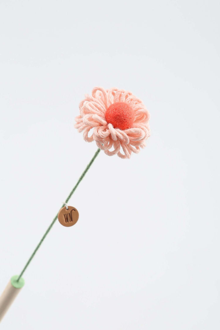 Cute flower stem cat toy made from wool and designed to engage your cat with catnip fun.